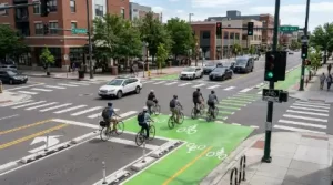 City intersection with bike box
