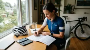 Cyclist reviewing insurance