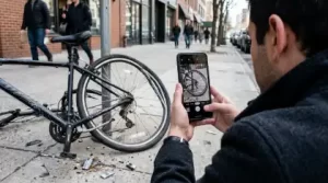 Person photographing damaged